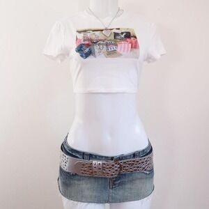 2010s just girly things graphic baby tee cropped tumblr top xs/s